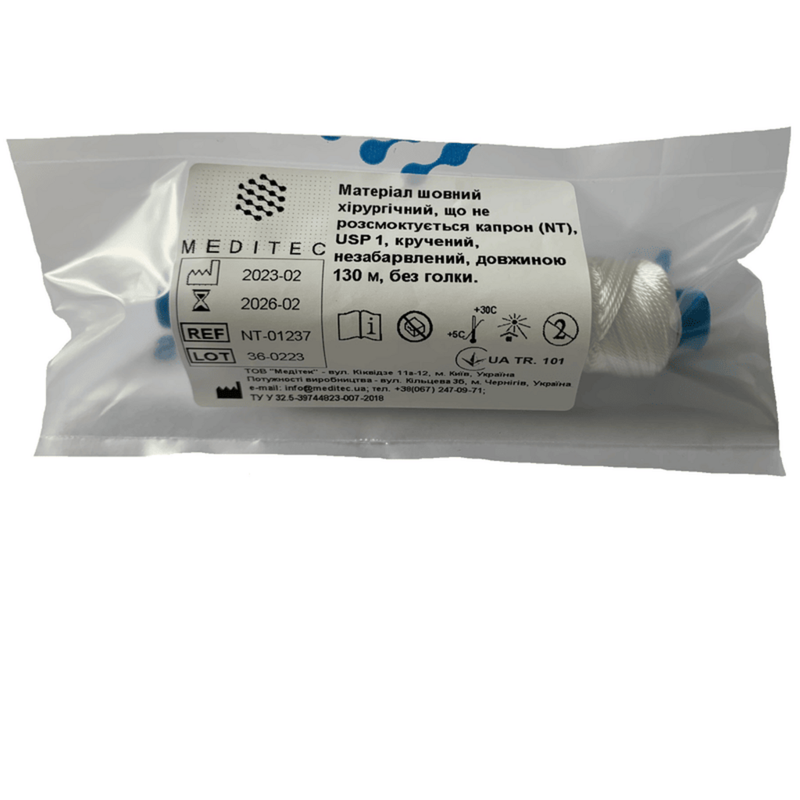 Капрон, USP1 (М4), кручений, незабарвлений, 130 м, без голки, NT-01237